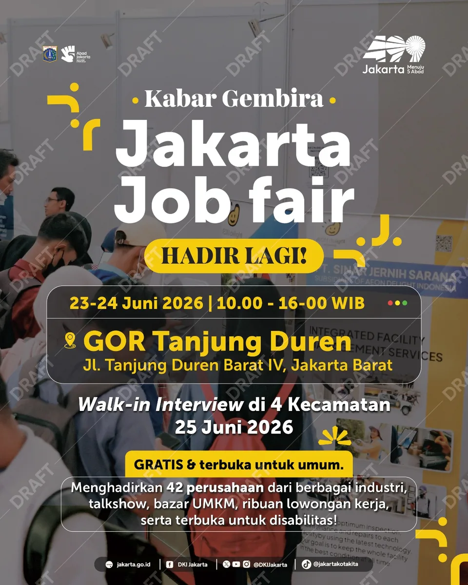 Job Fair Kabupaten Kendal 2026 (Suku Dinas TKTE Wilayah Kabupaten Kendal Barat) : 23-24 Juni 2026